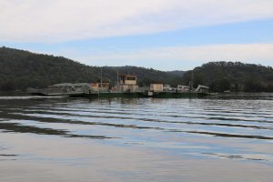 Ferry crossing the Hawkesbury River at Wisemans Ferry.